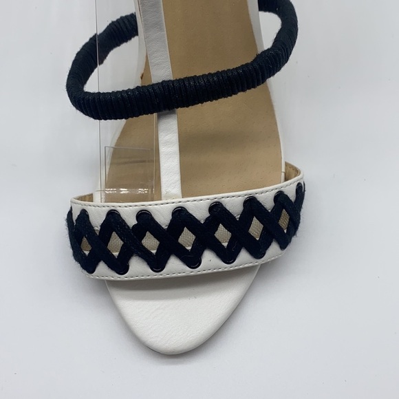 Gwen Stefani- GX Black & White Leather With String Accents Heels Size 7.5 - Picture 10 of 15